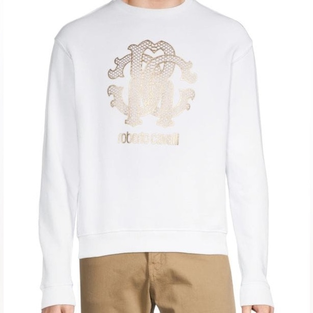 ROBERTO CAVALLI Metallic Logo Sweatshirt Size M